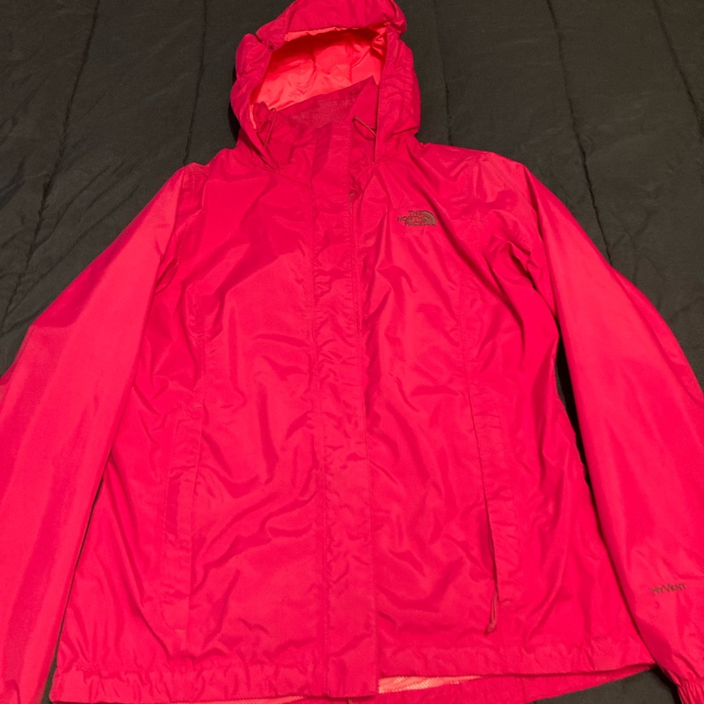 The North Face Women’s pink rain jacket- medium.  Smoke and pet free home.